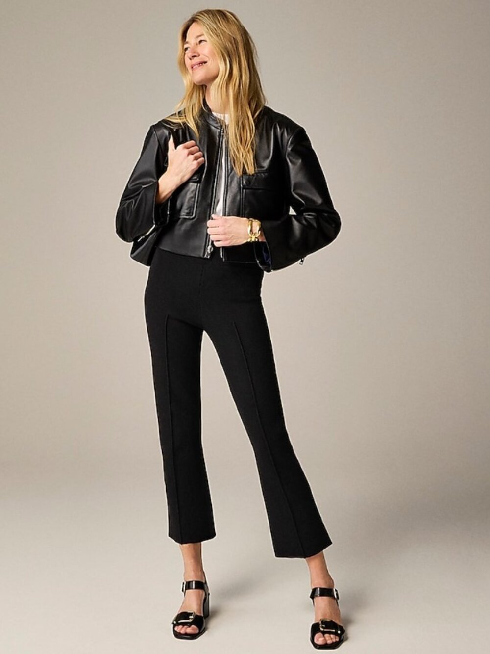 J Crew Delaney Kickout Sweater Pants Black Viscose Blend Women's size L Tall